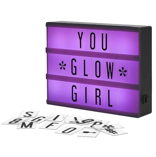 My Cinema Lightbox - RGB Color Changing Cinema Light Box, 20x15cm - 100 LED Light Letters and Numbers - Personalized Neon Signs with light box letters - Light Box Sign, Marquee Light Up Letters Box