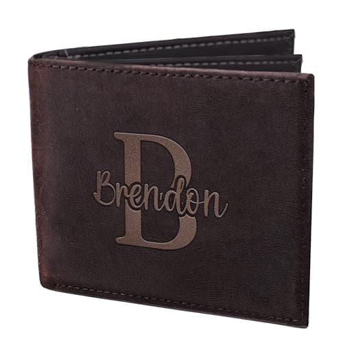 Personalized Leather Wallet for Men, Christmas for Men,Him, Custom Name Wallets, Customazible Gift for Husband, Dad, Boyfriend, Him, Men Gifts for Anniversary, Birthday, Wedding, Fathers Day