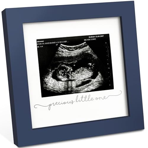 Baby Sonogram Picture Frame - Modern Ultrasound Frame For Mom To Be - Pregnancy Announcement Sonogram Photo Frames - Gender Reveal For Expecting Parents - First Time Dad Gifts (Midnight Blue)