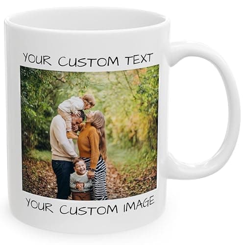 Personalized Coffee Mug – Custom Photo, Text, or Logo Ceramic Mug Tea Cup | Taza Personalizada with Picture or Message | Customized Gift Idea for Men & Women, Mom, Dad, Friends - White | 11oz