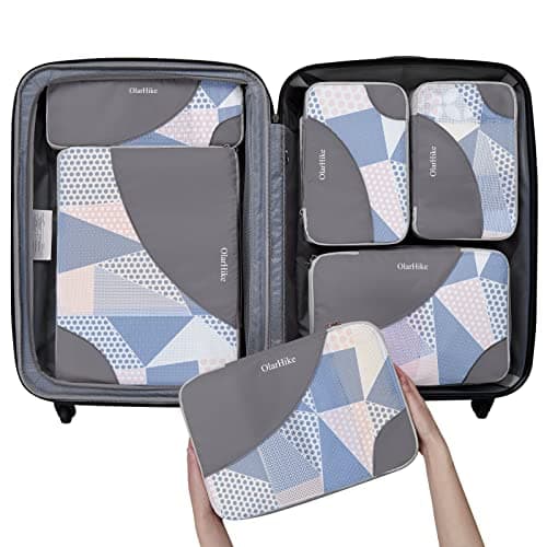 6 Set Packing Cubes for Travel, OlarHike 3 Various Sizes(Large,Medium,Small) Luggage Organizer Bags for Travel Accessories & Essentials, Storage Cubes for Carry on Suitcases (Grey)