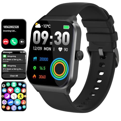 Smart Watch(Answer/Make Call), 1.96" Touch Screen Smartwatch for Android and iOS Phones with Heart Rate Monitor, Blood Oxygen Tracking, Sleep Monitor, IP68 Waterproof Fitness Tracker for Men and Women