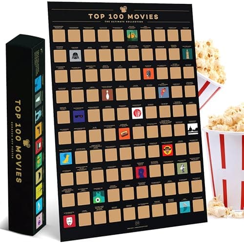 Enno Vatti Top 100 Movies Scratch Off Poster - Bucket List of Best Films - 100 Movie Scratch Off Poster (16.5" x 23.4") - Including Top 100 Movie Posters - Gift for Movie Lovers