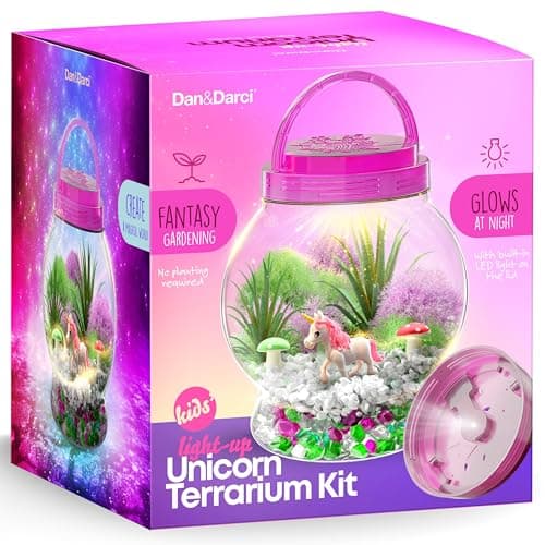 Light-Up Unicorn Terrarium Kit for Kids - Kids Birthday Easter Gifts for Kids - Best Unicorn Toys & Activities Kits Presents - Arts & Crafts for Little Girls & Boys Age 4 5 6 7 8-12 Year Old Girl Gift