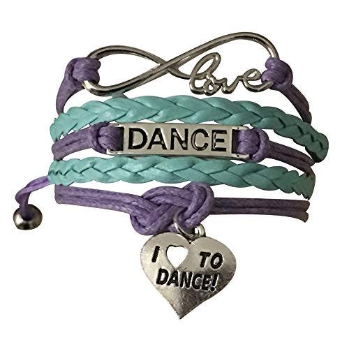 Sportybella - Dance Charm Bracelet- Dance Jewelry Cute Bracelets for Women, Teens, and Girls- Engraved (I Love Dance) Charm - Gift For Dance Recitals & Dancers - Adjustable Bracelet