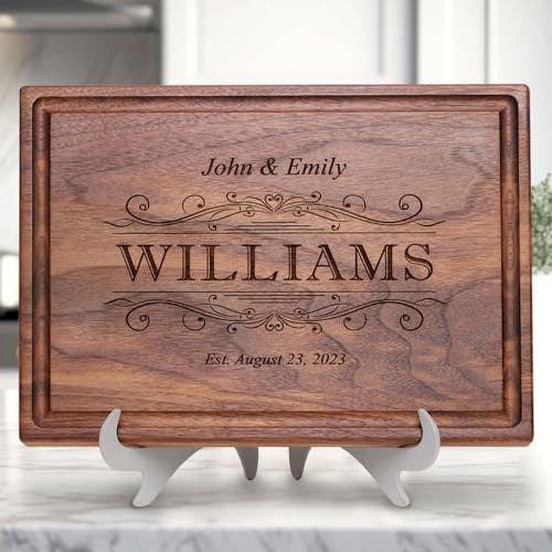 Straga Personalized Cutting Boards, Custom Engraved Wood Chopping Block- Handmade - Best Wedding, Housewarming, Anniversary, Birthday, Christmas Gift Idea For Friends, Couples, Family, Mom, Dad