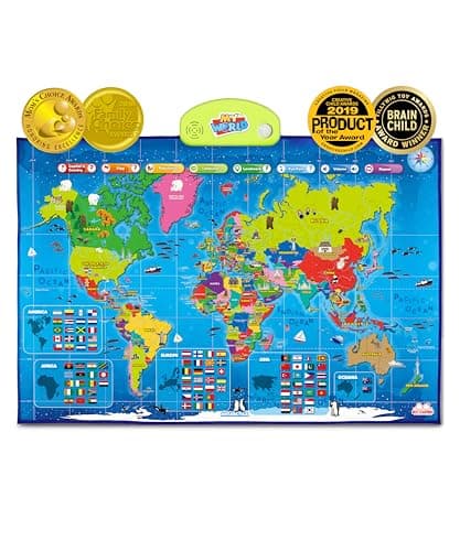 BEST LEARNING i-Poster My World – Interactive Talking World Map for Kids Ages 5-12 to Learn Countries, Flags, and Fun Facts About Our Planet