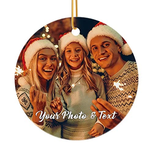 Personalized Christmas Ornaments with Photo - Custom Picture Text Ornaments for Christmas 2023, Customized Ceramic Xmas Tree Decor, for Kids, Mom, Dad, Friends, Loves by Bemaystar