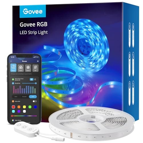 Govee Smart LED Strip Lights, 16.4ft WiFi LED Strip Lighting Work with Alexa and Google Assistant, 16 Million Colors with App Control and Music Sync LED Lights for Bedroom, Kitchen, TV, Party