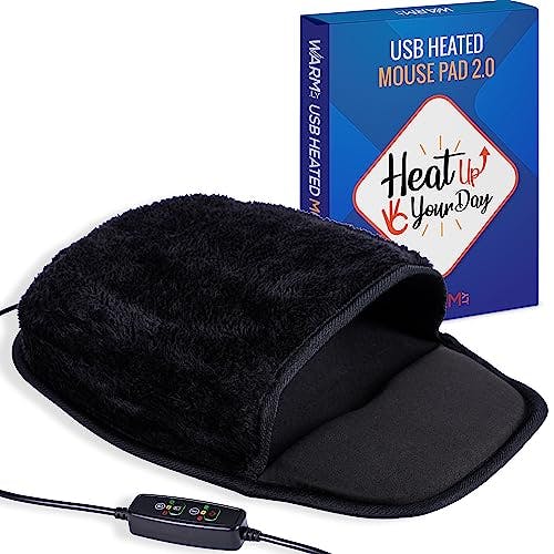 USB Heated Mouse Pad Hand Warmer - 3 Temperatures/Time Limits - Controller Included - Works with All PC Mice - Makes a Great Gift for PC Users
