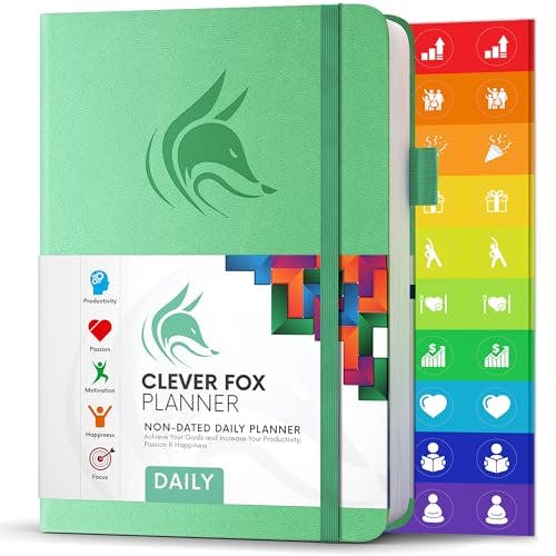 Clever Fox Daily Planner – Undated Planning Notebook with Hourly Schedule & To-Do List – Personal Day Task & Work Organizer, 6 Months (Mint)