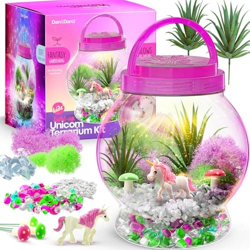 Light-Up Unicorn Terrarium Kit for Kids - Kids Birthday Easter Gifts for Kids - Best Unicorn Toys & Activities Kits Presents - Arts & Crafts for Little Girls & Boys Age 4 5 6 7 8-12 Year Old Girl Gift