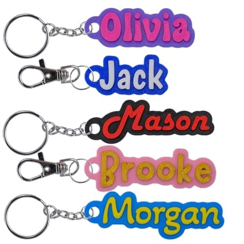 Custom Keychain Multiple Fonts, Hard Plastic Personalized Key Chain, Customized Name Text Tag