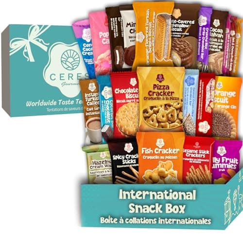 International Exotic Snack Box Variety Pack, 22 Count Premium Foreign Rare Snack Food Gifts with Suprise Item for Fun, Mystery Box of Snacks, European Snacks for Adults and Kids for Christmas Thanksgiving and More