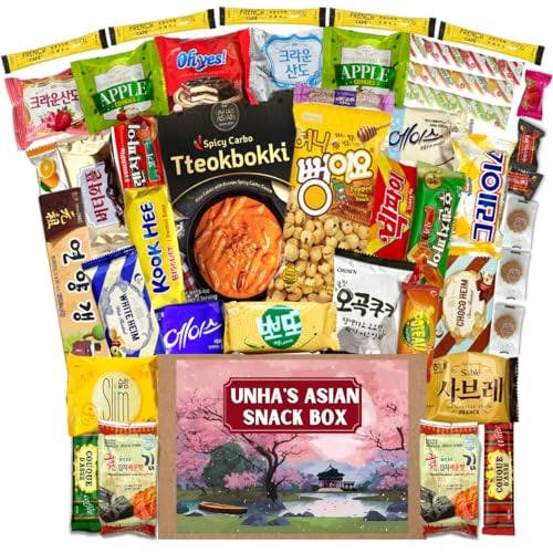 Korean Snack Box Variety Pack - 46 Count Snacks Individual Wrapped Gift Care Package Bundle Sampler Tiktok Asian Challenge Assortment Mix Candy Chips Cookies Ramen Gummy Treats for Kids Children