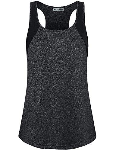 MISS FORTUNE Women Sports Racerback Tank Loose Fit Plus Breathable Color Block Yoga Tops Gray Cooling Exercise Zumba Class Classic Heathered Jersey Vibrant Gym Top Plus Size
