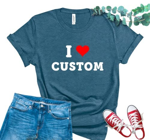 Custom I Love Shirt, Personalized I Love Tshirt, I Love NY Shirts, I Heart NY Tee, Heart Graphic Tee, Customized I Love T-Shirt I Love New York T-Shirts, Casual Sleeve T-Shirts