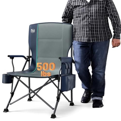 TIMBER RIDGE Oversized Folding Camping Chair High Back Heavy Duty for Adults Support up to 500lbs with Cup Holder, Side Pocket Cooler Bag