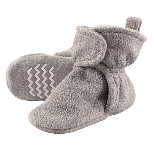 Hudson Baby Unisex-Baby Cozy Fleece Booties Slipper Sock, Heather Gray, 0-6 Months