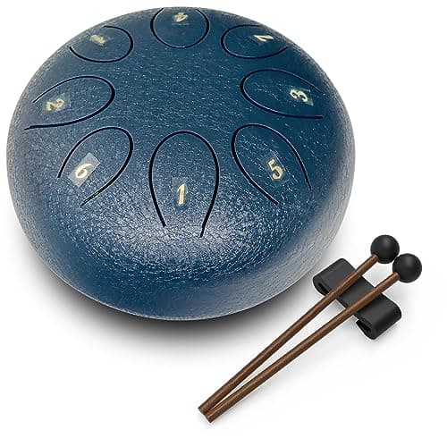 REGIS Steel Tongue Drum 6 inch 8 Notes Musical Percussion Instrument, Rain Drum for Outside - Musician Gift for Family and Friends(Navy)