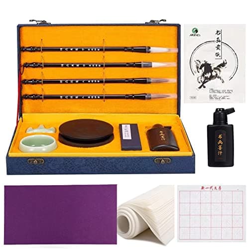 Corciosy Chinese Calligraphy Brushes Gift Set,Professional Sumi Water Writing, Painting Set for Beginners