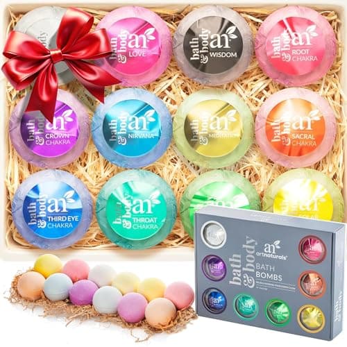 artnaturals Large Bath Bombs Gift Set kit â€“ (12 x 4 Oz / 113g) - Natural Handmade Essential Oil Spa Bubble Bath Bomb Balls Fizzies â€“ for Relaxation, Moisturizing, & Fun for Women, Kids, & Men