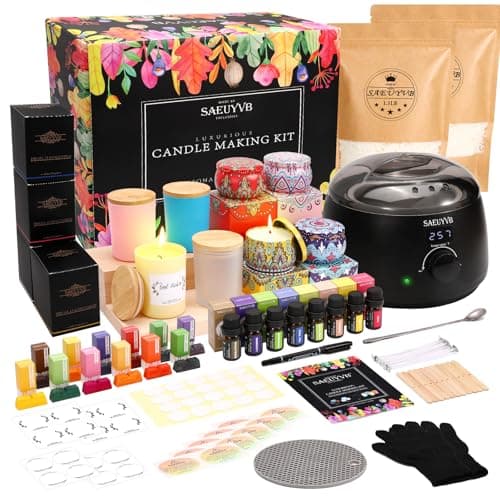 SAEUYVB Candle Making Kit with Hot Plate Full Set - for Adult - DIY Starter Soy Candle Making Supplies - Perfect as Home Decorations