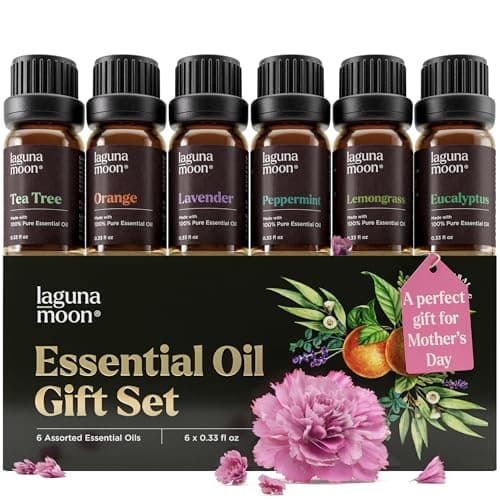 Essential Oils Set - Top 6 Blends for Diffusers, Home Care, Candle Making Scents, Fragrance, Aromatherapy, Humidifiers, Gifts - Peppermint, Tea Tree, Lavender, Eucalyptus, Lemongrass, Orange (10mL)