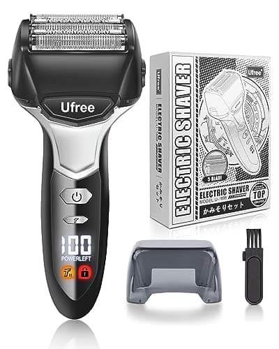 Ufree Electric Razor for Men, Waterproof 5-Blade Foil Shaver, 2 Speeds Electric Shavers for Men Face Shaving Machines with Pop-up Beard Trimmer, Gifts for Men, Rechargeable, Wet & Dry Shave