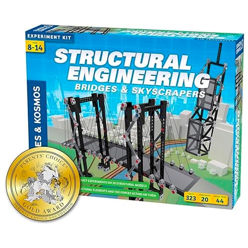 Thames & Kosmos Structural Engineering: Bridges & Skyscrapers | Science & Engineering Kit | Build 20 Models | Learn about Force, Load, Compression, Tension | Parents' Choice Gold Award Winner, Blue