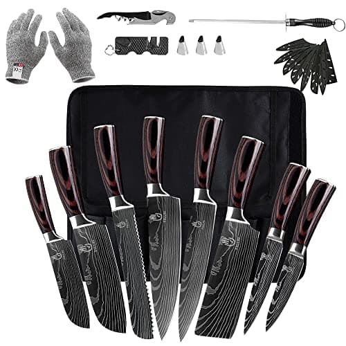 FULLHI 14pcs Japanese Knife Set - Premium German Stainless Steel Kitchen Knives