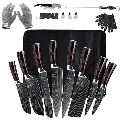 FULLHI Knife Set, 14pcs Japanese Knife Set, Premium German Stainless Steel Kitchen Knife Set