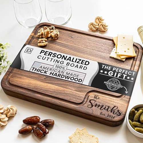 Custom Cutting Boards Wood Engraved - Personalized Cutting Board 100% USA Made - Custom Cutting Board/Thick & Solid Maple, Cherry and Walnut Hardwood - Personalized Cutting Boards Wood Engraved