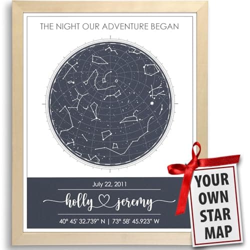 Custom Star Map for Specific Date Art Print | Personalized Star Map | Night Sky Constellation | Anniversary Gifts for Men | Unique Gift for Weddings, Girlfriends, Boyfriends, Engagements, and more!