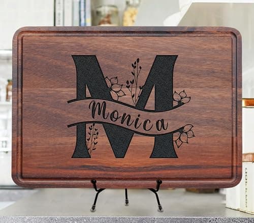 Personalized Monogrammed Mothers Day Gifts for Women, Mom Kitchen Christmas Gifts, Unique Birthday Gifts for Women, Men, Her, Him, Personalized Cutting Board for Mom, Grandma, Sister, Monogram Letters