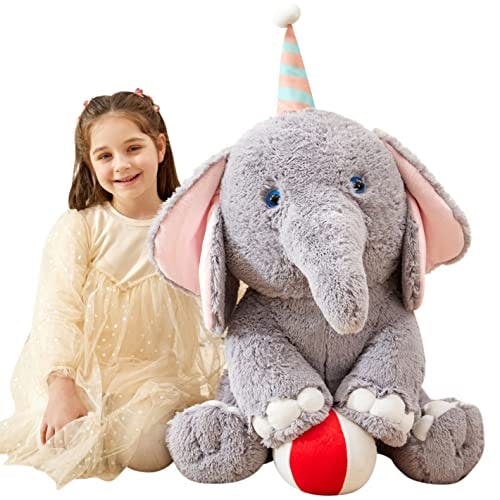 IKASA Giant Elephant Stuffed Animal Plush Toy, 31" Large Elephant Big Jumbo Soft Plushie Toys for Kids Girls Boys Girlfriend