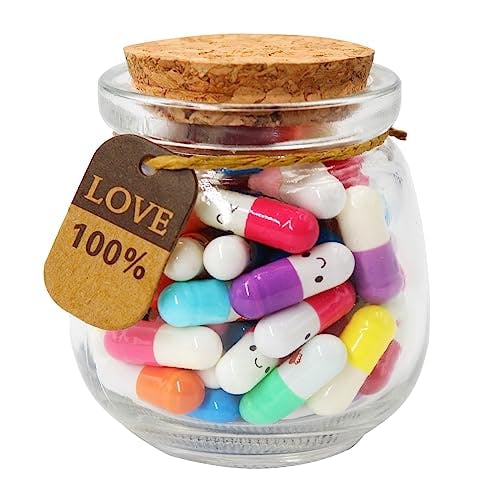 Yamahiko Capsule Letters Message in a Glass Bottle, 50PCS Cute Capsule Note Messages Pills for Boyfriend/Girlfriend, Love Capsule Letter Message for Anniversary Birthday Valentines Mother's Day