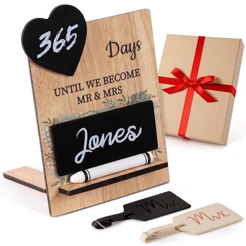 Prazoli Wedding Countdown Chalkboard Calendar, Timer & Sign - Personalized, Fun, Cool & Unique Bridal Party & Engagement Shower Decorations | Gifts for Couples, Bride to Be, & Newly Future Mrs