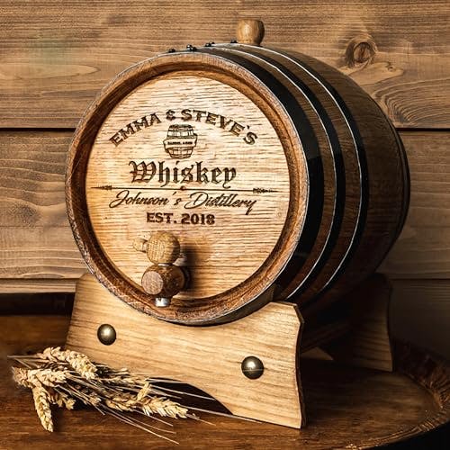Personalized - Custom Engraved American Premium Oak Aging Barrel - Age your own Whiskey, Beer, Wine, Bourbon, Tequila, Rum, Hot Sauce & More | Barrel Aged (1 Liter)