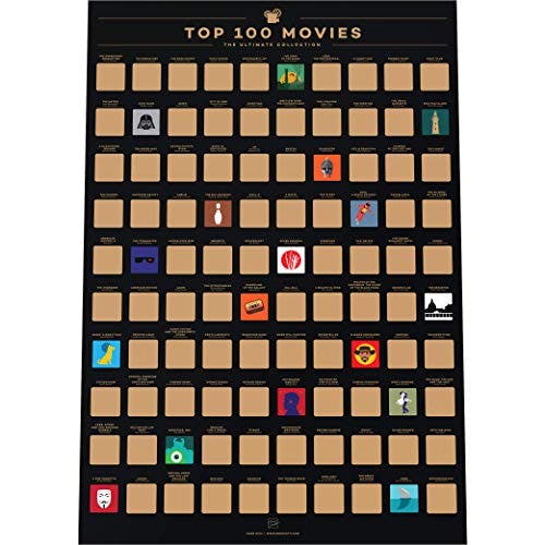 Enno Vatti Top 100 Movies Scratch Off Poster - Bucket List of Best Films - 100 Movie Scratch Off Poster (16.5" x 23.4") - Including Top 100 Movie Posters - Christmas Gift for Movie Lovers