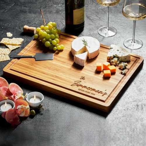 Personalized Cutting Board, Custom Bamboo Engraved Charcuterie Boards - Best Present for Wedding, Bridal Shower, Engagement, Anniversary, Housewarming, Mother Day Gift Idea For Couples, Parent, Family
