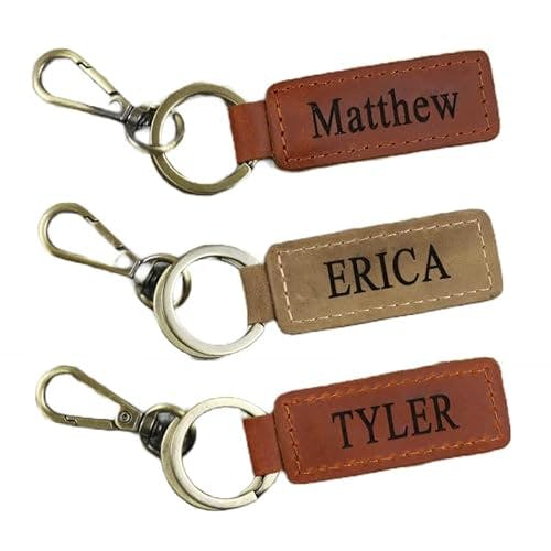 Personalized Leather Keychain — Custom Initials/Name — Gift for Men & Women — Monogrammed, Customized Key Ring Accessories — Cute, Boho Key Strap or Cool Car/Motorcycle Fob Engraved
