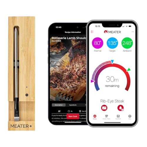 MEATER Plus: Smart Bluetooth Wireless Meat Thermometer Digital | BBQ, Grill, Oven, Smoker, Air Fryer, Kitchen | Perfect for Steak, Chicken, Turkey, and More | Delicous Recipes in App