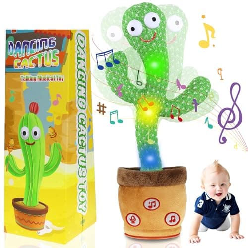 Qwifyu Dancing Cactus Talking Baby Toys, Talking Cactus Mimicking Toys Repeating What You Say Singing Recording with Volume Adjustable & 120 English Songs Plush Toy Birthday Gifts for Kids Boys Girls