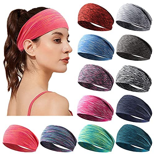 Jesries Women's Workout Headbands Non Slip Sport Sweatbands Yoga Hairbands for Travel Fitness Athletic Elastic Moisture Wicking for Girls