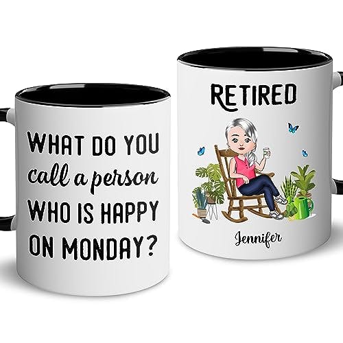 WHIDOBE Personalized Retirement Gift for Women, Custom 11oz 15oz Ceramic Cup, Happy Retirement Gifts Mug, Farewell Gifts for Coworkers Friends Boss, Funny Retirement Gifts for Her, Grandma, Mom