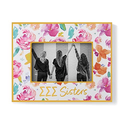 Sorority Shop Sigma Sigma Sigma Sister Picture Frames with Cute Floral Design, for 4" x 6" Pictures, SSS Sorority Gifts, Big Little Sorority Gift, Sigma Sigma Sigma Gifts for Women