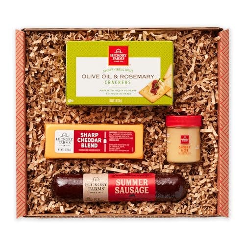 Hickory Farms Gourmet Meat & Cheese Small Gift Box - Gourmet Food Gift Basket | Charcuterie Board Food - Meat and Cheese | Christmas Gift Basket | Father's Day Gift Basket | Holiday Gift Basket | Housewarming Gift | Perfect For Family, Lunch, Birthday, Sympathy, Congratulations Gifts, Retirement, Thinking of You, Corporate Gifts