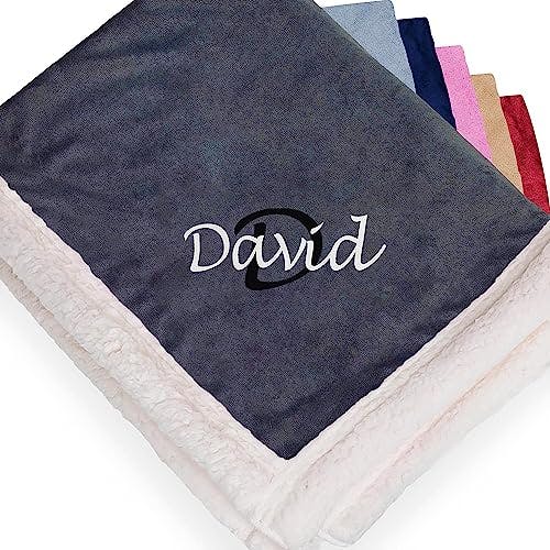 Personalized Sherpa Throw Blankets for Bed and Couch - 50"x60" Reversible Micro Mink and Faux Lambswool Sherpa Winter Blanket - Super Soft and Cozy Blanket for Men & Women - Dark Grey