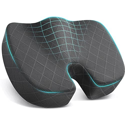 TushGuard Seat Cushion - Memory Foam Cushion for Office Chair, Car Seat, Airplane, Bleacher - Sciatica & Hip & Coccyx Pain Relief Desk Chair Cushion for Long Sitting Office Workers, Car Drivers